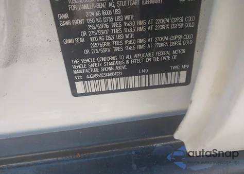 1999 Mercedes-Benz Ml 320 из США, поврежденный, VIN 4JGAB54E5XA064231